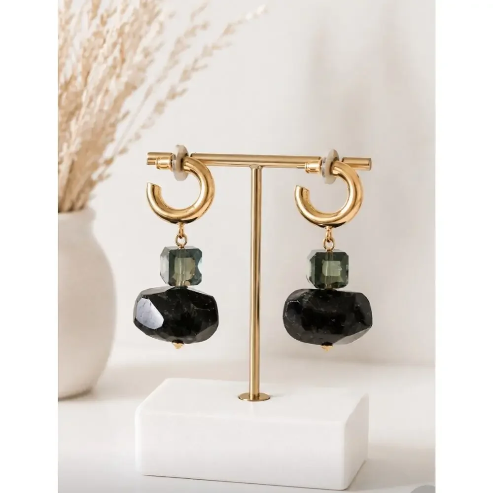 Garden Party Gold Stone Earrings New